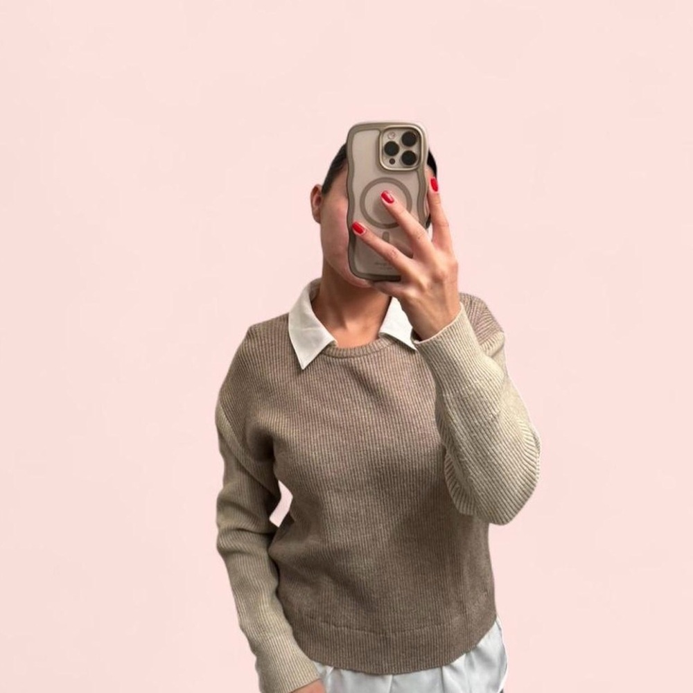 Sioni Beige and Cream Women's Sweater
